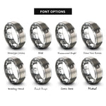 font options for inside engraving on gray ramp waves rings