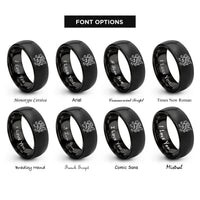 font options for inside engraving on black rampant dragon rings