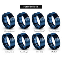 font options for inside engraving on blue range lights pair rings