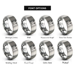 font options for inside engraving on grey range lights pair rings