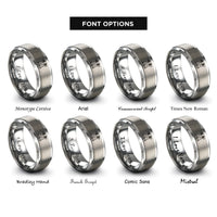 font options for inside engraving on grey range lights pair rings