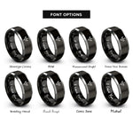 font options for inside engraving on black & silver rangefinder reticle chevron rings