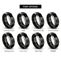font options for inside engraving on black & grey rank chevrons rings