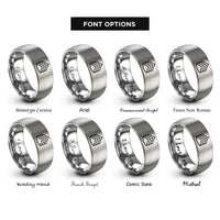 font options for inside engraving on grey rank chevrons rings