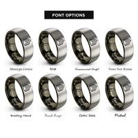 font options for inside engraving on gunmetal & silver rank chevrons rings