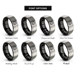 font options for inside engraving on black & silver raphael staff rings