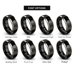 font options for inside engraving on black & gray raphael staff rings