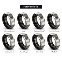 font options for inside engraving on black & grey raphael staff rings