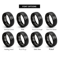 font options for inside engraving on black rapid wave rings