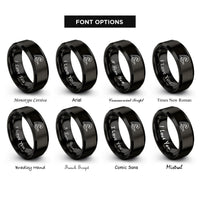font options for inside engraving on black rapid wave rings