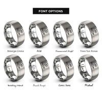 font options for inside engraving on gray rapid wave rings
