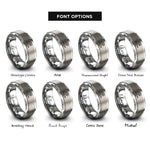 font options for inside engraving on gray rapid wave rings
