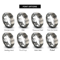 font options for inside engraving on gray rapid wave rings