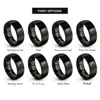 font options for inside engraving on black rappel silhouette rings