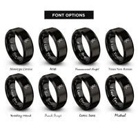 font options for inside engraving on black rappel silhouette rings