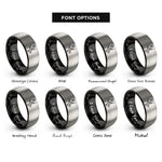 font options for inside engraving on black & gray rappelling climber rings