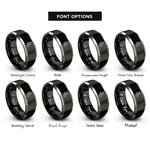 font options for inside engraving on black & gray rappelling climber rings
