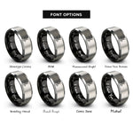 font options for inside engraving on black & grey rappelling climber rings