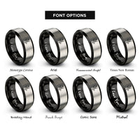 font options for inside engraving on black & gray rappelling climber rings