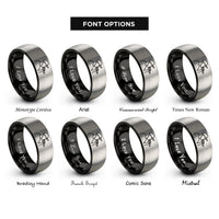font options for inside engraving on black & silver rapper handheld mic rings
