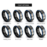 font options for inside engraving on black & blue & gray rat rings