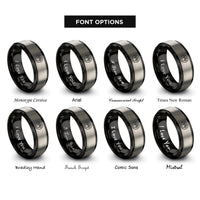 font options for inside engraving on black & silver rat circle rings