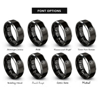 font options for inside engraving on black & silver rat circle rings