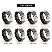 font options for inside engraving on black & grey rat face circle rings