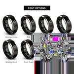 font options for inside engraving on black & grey rat face circle rings