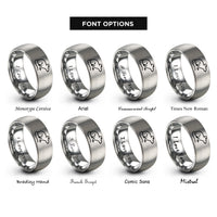 font options for inside engraving on grey rat standing rings