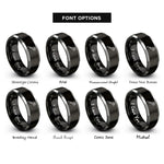font options for inside engraving on black & grey ratchet rings