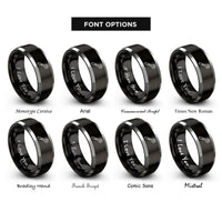 font options for inside engraving on black & grey ratchet rings