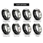 font options for inside engraving on black & silver ratchet rings
