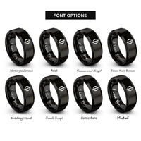 font options for inside engraving on black ratio symbol rings