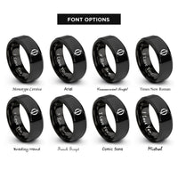font options for inside engraving on black ratio symbol rings