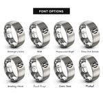 font options for inside engraving on silver ratio symbol rings