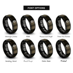 font options for inside engraving on gunmetal & black ratio symbol rings
