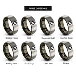 font options for inside engraving on gunmetal & silver ratio symbol rings