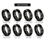 font options for inside engraving on black & gray rattlesnake rattle coiled rings