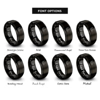 font options for inside engraving on black rattlesnake rattle coiled rings