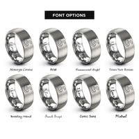 font options for inside engraving on grey rattlesnake rattle coiled rings