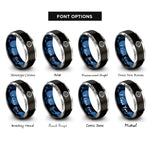 font options for inside engraving on black & blue & gray rave smiley headphones rings