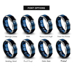 font options for inside engraving on blue & silver rave smiley headphones rings