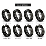 font options for inside engraving on black & gray raven rings