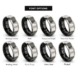 font options for inside engraving on black & grey raven rings