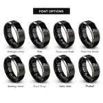 font options for inside engraving on black & silver raven rings