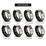 font options for inside engraving on black & silver raven rings