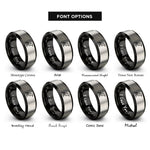 font options for inside engraving on black & grey raven rings