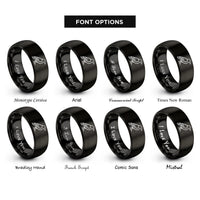 font options for inside engraving on black raven rings