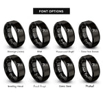 font options for inside engraving on black raven rings